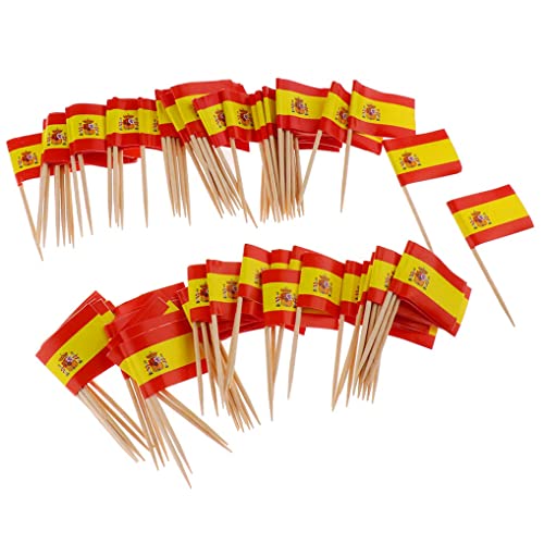 Smeleyou Española De Palanca De Dientes Mini Banderas De Palo Español Toppers Palitos De Cóctel Con Banderas Toppers Toppers Elige Decoración 100Pcs