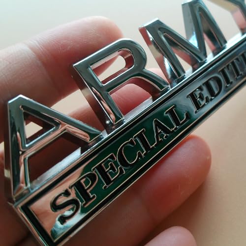 Image of Army Special Edition Emblem with Strong Adhesive, Army Car Emblem 3D Badge Decal Car Truck Replacement Compatible with Universal Vehicle, Truck, SUV (Silver Black)