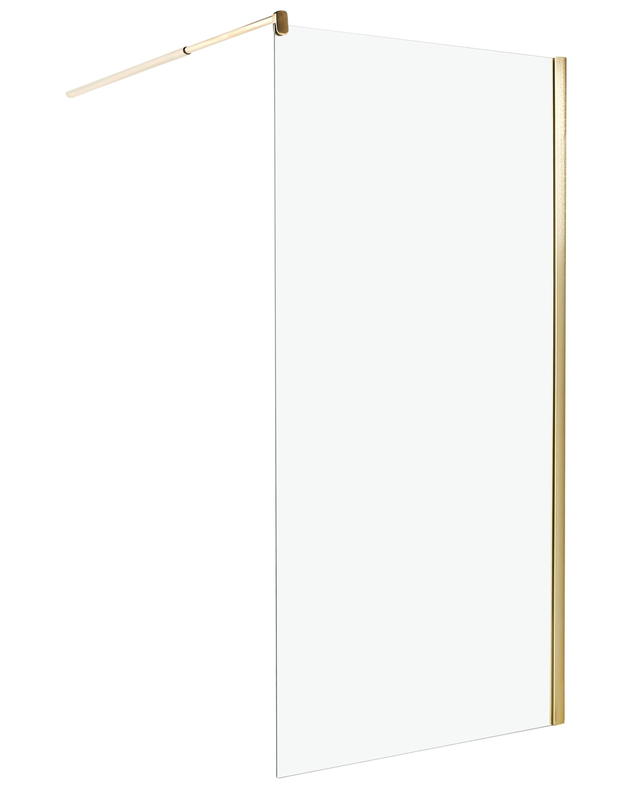 Mampara de ducha de vidrio templado sin puerta dorado 100 x 190 cm Ahaus