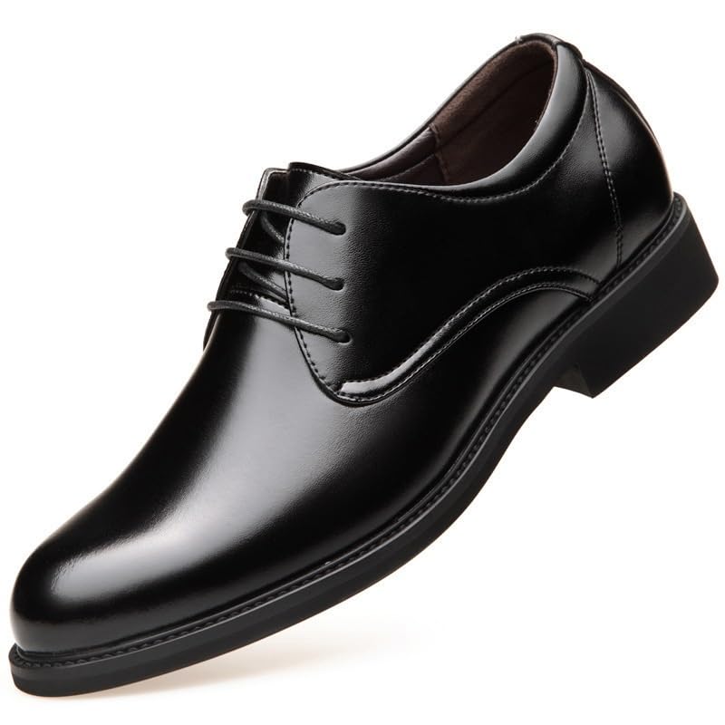 Dress Oxford Shoes for Men Lace Up Round Toe Faux Leather Solid Color Derby Shoes Low Top Rubber Sole Non Slip Party2