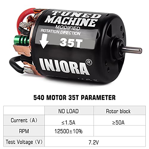 Injora 540 Brushed Motor 35T Waterproof Motor For 1/10 Rc Cralwer Car Axial Scx10 Pro Scx10 Axi03007 90046 Trx4 D90 Monster Truck （35T） #TOP3
