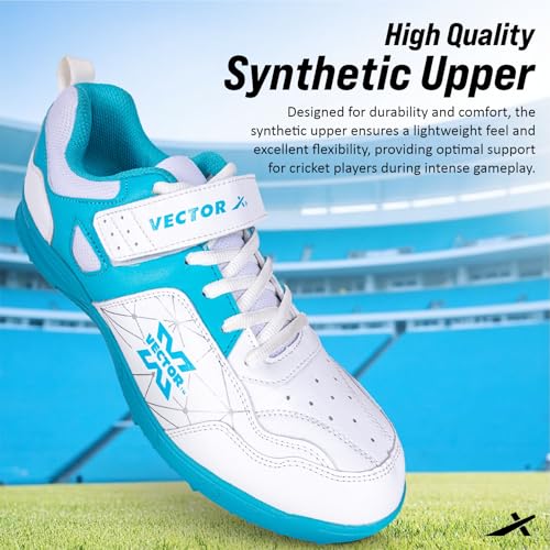 Image of Vector X Bouncer 2.0 Cricket Shoes for Men's - Fast Strap Sporty Synthetic Upper & Mesh | PVC Sole Stud, Lightweight, Comfort & Durability Shoe for All-Round Performance
