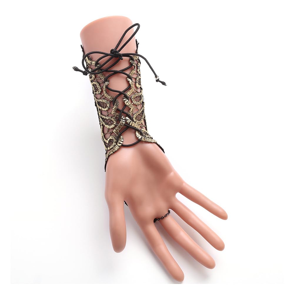 Laroal 1 Pair Women'S Gothic Hand Warmers Vintage Lace Lace Gloves Women'S Dress Decoration Matching Bracelet Costume Accessories - Image 2