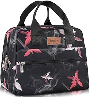 HOMESPON Lunch Bag Insulated Large Capacity Cool Bag with Frosted Waterproof Fabric Handbag Portable for Women Men and Students at School Office Picnic (Black)