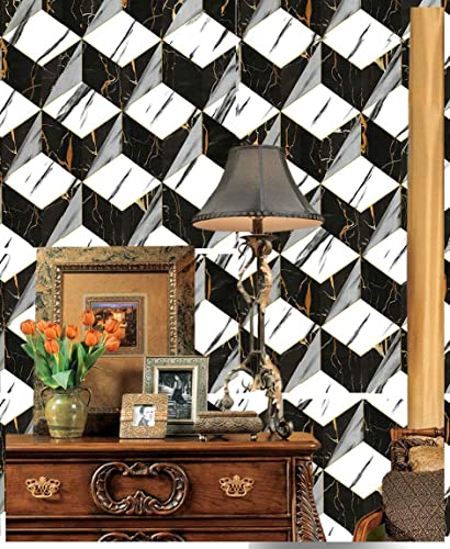 Image of Self Adhesive Decorative Peel Stick Waterproof Marble Wallpaper Wall Decor Removable Wall Paper for Living Room Hall Decoration PVC Vinyl DIY Contact Paper 45x304 CM (Marble-1)