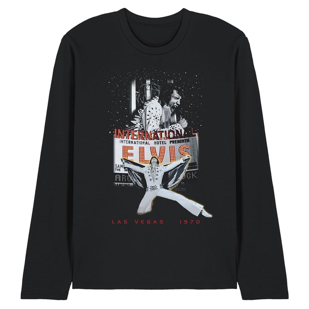 Elvis Presley Las Vegas Unisex Long Sleeve T Shirt, Black, XX-Large