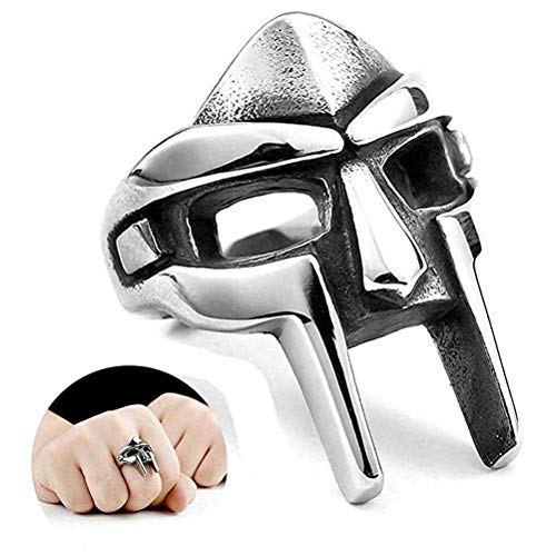 Boxwizard Anéis punk masculinos góticos vintage de aço inoxidável estilo gladiador máscara espartano