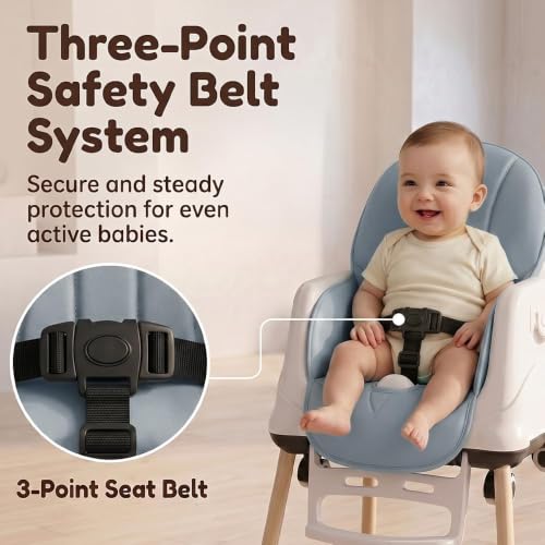 Image of StarAndDaisy High Chair for Baby /Baby Feeding Chair for 0 to 5 Years with 4 in-1 Multifunctions /High Chair with Wheels, Height Adjustable, Detachable Tray & 3-Point Safety Belt