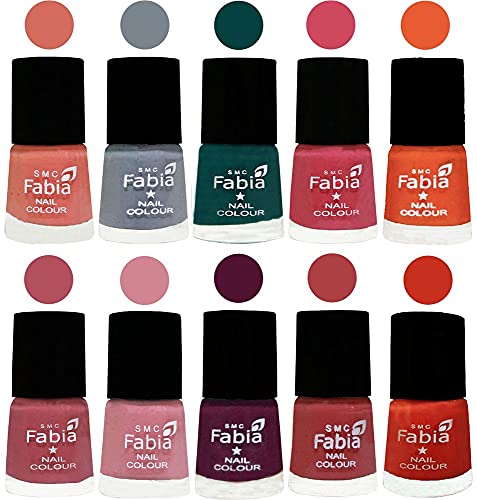 Image of ALL IN ONE (PACK OF 10), Long Lasting Glossy Nail Polish, 6 ml Each, All Vibrant Colours,02052