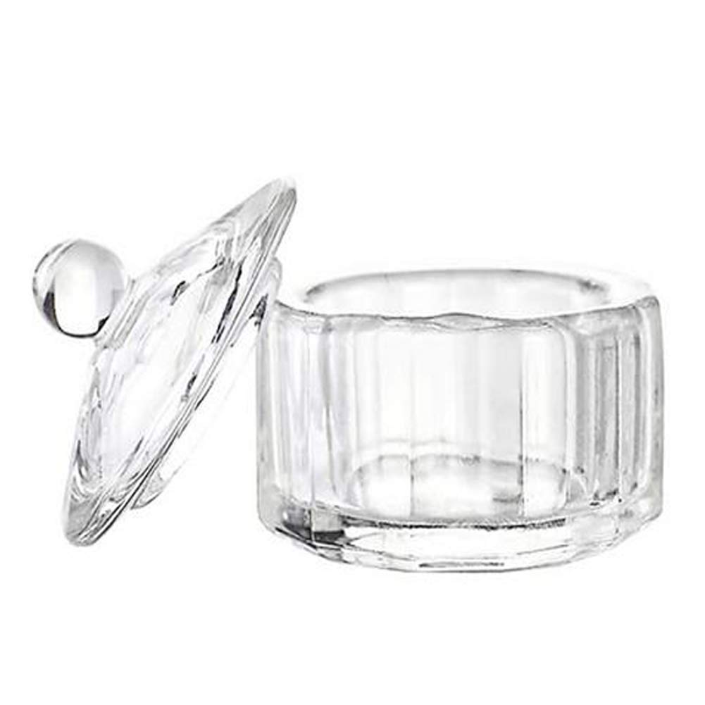 1 Piece Nail Dappen Cup Nail Art Acrylic Crystal Glass Dish Cup Nail Art Glass Acrylic Dappen Dish Liquid Powder Crystal Cup Glassware Tools with Lid for Mixing Liquid Powder, Transparent