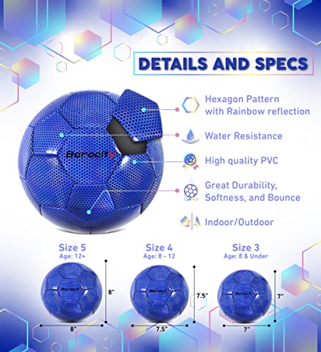 Image of Blue Soccer Ball Size 4, PVC Material, Iridescent Hexagon Pattern, Ideal for Soccer Practice and Training
