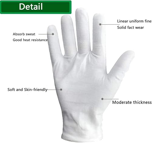Miniatura 7 de 15 pares de guantes de algodón blanco para eccema y manos secas, guantes de trabajo transpirables, guantes de spa hidratantes, guantes de inspección