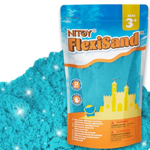 Image of NiToy FlexiSand 2.2Lbs Sand Toy, Never Dries Out-Fun for 3 Years and up Kids Bulk Refill for Sensory Sand Box Toys, Ideal for Shaping, Squeezing and Molding(Dark Blue)