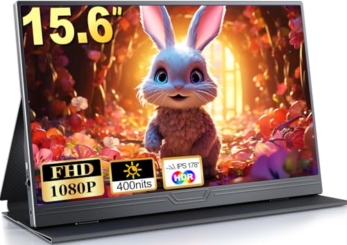 MOMODS Monitor Portátil, Pantalla Portatil 15,6 Pulgadas IPS FHD 1080P HDR FreeSync, Portable Monitor con Mini HDMI USB-C, para Portátiles Teléfono PC Xbox PS5