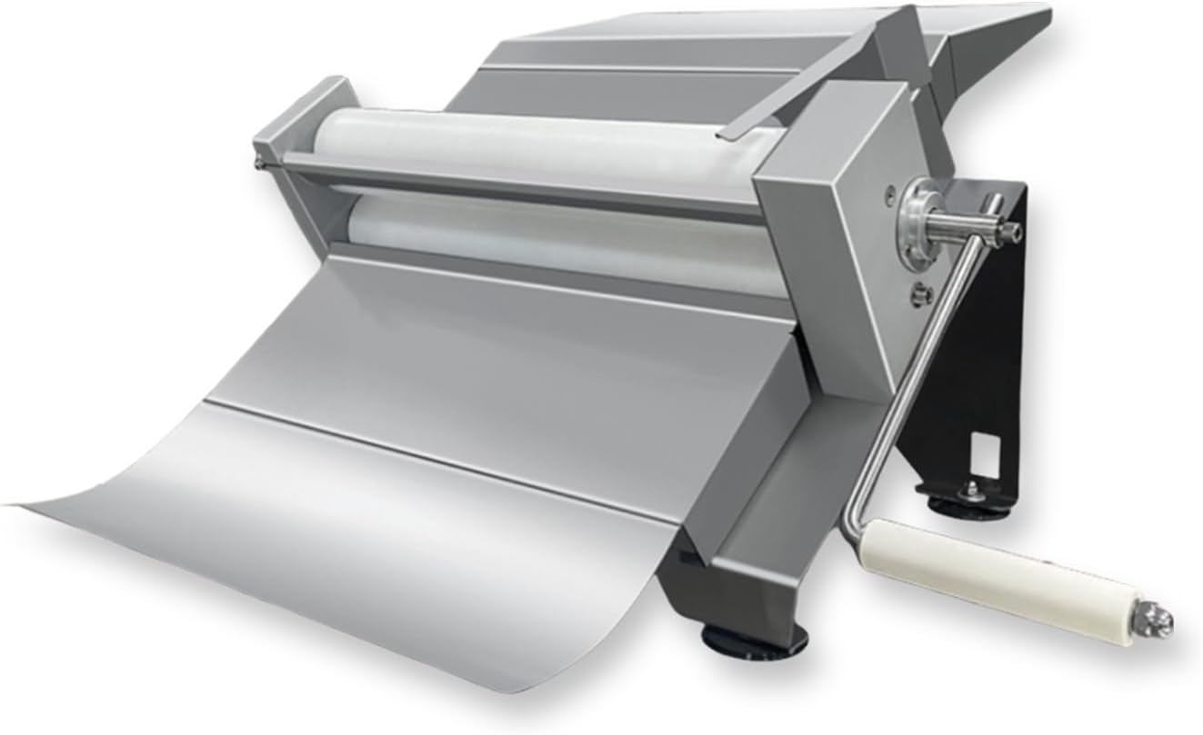 NEWTRY 25-Inch Dough Sheeter Manual Dough Roller Machine Thickness Adjustable Dough Laminator with Hand Crank for Pasta Pizza Pastries Cookies - Stainless Steel Construction