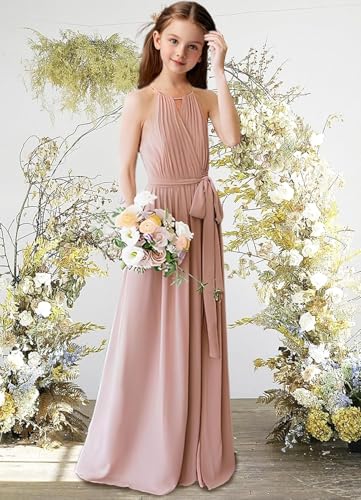 Junior Bridesmaid Dresses for Wedding Chiffon Cold Shoulder Flower Girl Dress Long Party Pageant Gowns4