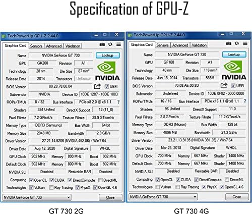 SAPLOS NVIDIA GT 730 Graphics Cards, 4GB, DDR3, 128 Bit, VGA DVI HDMI, Low Profile Video Card for PC, Gaming GPU, Desktop Computer, Save Case Space, Low Power, PCI Express x16, 2K Support