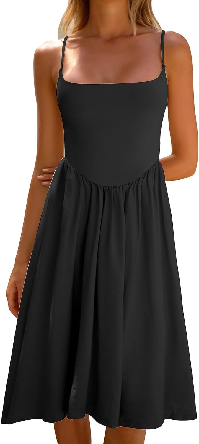 CHYRII Women Fashion Summer 2025 Spaghetti Straps Sleeveless Casual A-Line Midi Dresses Sundress - Image 3