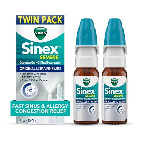 Vicks Sinex SEVERE Allergy & Sinus Nasal Spray, Original Ultra Fine Mist, Decongestant Medicine,...