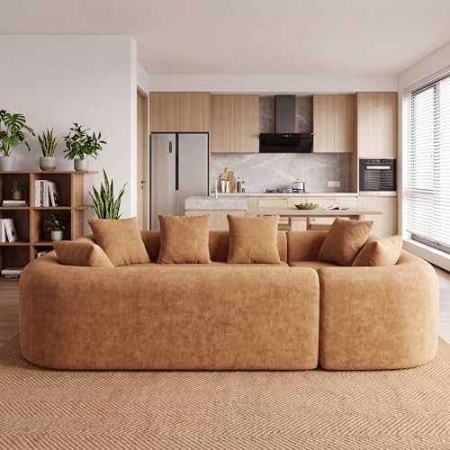 Image of Claiks 106 inch Cloud Boneless Couch, Modular Sofa Bed, Brown