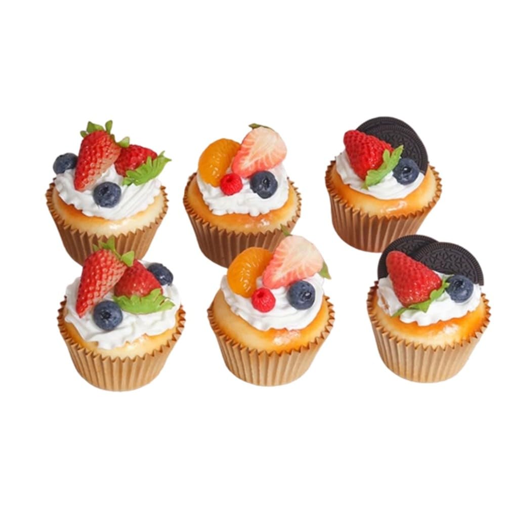 Aundhegrtt Realistic Artificial Cupcake Set-for Decoration Display Props-Fake Simulation Bread Dessert 1set/6PCS Party