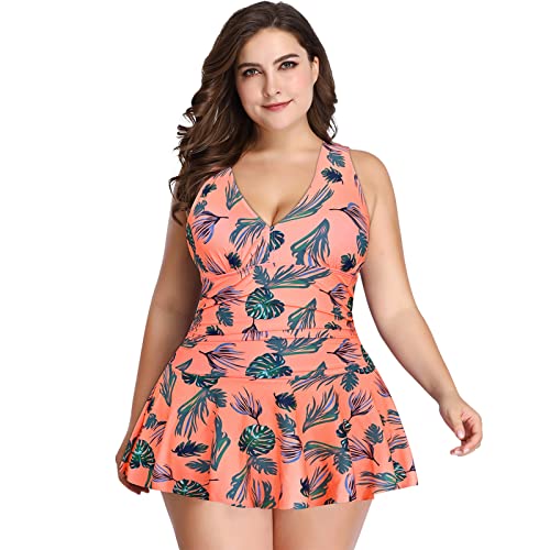Maillot de bain tankini femme grande taille shorty costume natation floral col V