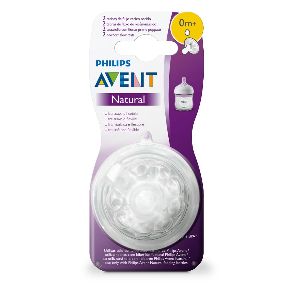 Philips Avent Natural 2. 0 Teat for Newborn 0 Month+ (Set of 2 Units) SCF041/27