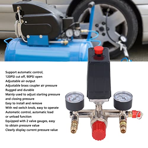 90-120PSI Adjustable Air Compressor Pressure Valve Kit with Switch, Regulator and 2 Gauges for Easy Control and Clear Display 0-180 PSI Range by Jectse - Used condition - Image 2