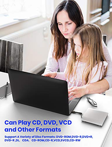 External CD DVD Drive Type C USB 3.0/2.0 Portable CD DVD +/-RW Drive Slim DVD/CD ROM Rewriter Burner Writer Compatible with Laptop Desktop PC Windows XP/2003/Vista/7/8.1/10,Linux,Mac OS, EURPMASK