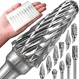 Carbide Burr Set 1/8' Shank Compatible with Dremel Bits Rotary Tool Accessories Kits Rasp Drill File Accessories Metal Grinding Wood Plastic Stone Steel Carving Cutting Engraving(10 Pcs)