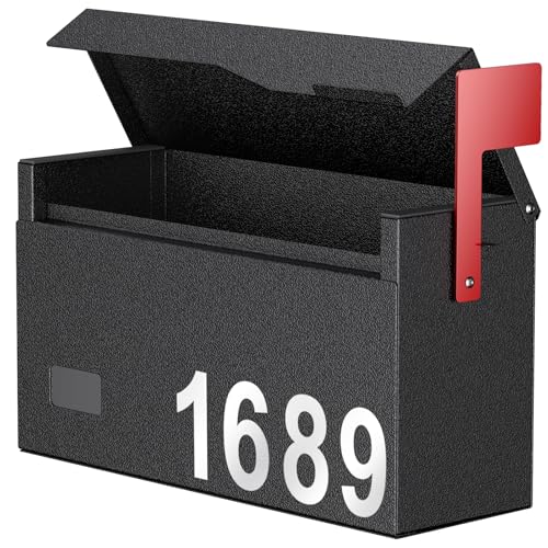 Uniclife Buzones para Exterior, Buzón de Pared con Bandera y Pegatinas para Número del Buzón, Gran Buzón de Metal para Casa, Oficina y Hogar, (Sin Mecanismo de Cierre con Llave)