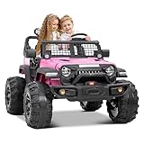 24V 2 Seater Ride on Truck with Remote Control for Kids,480w Motor Electric Cars Kids Electric Vehicles Truck Battery Powered Car Spacious,Large-Capacity Trunk,4-axis Spring Suspension