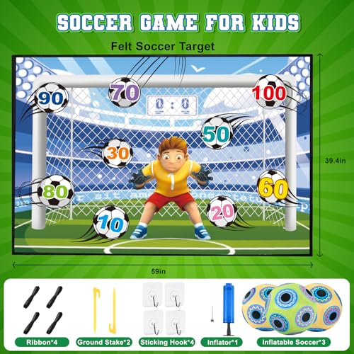 Image of DRAMATION Soccer Games for Kids Ages 3-12, Soccer Toys with 59*39.4'' Tapestry Soccer Goal and 3 Sticky Soccer Balls, Indoor and Outdoor Soccer Shooting Training Toys for Boys 2026 Soccer Party Favors