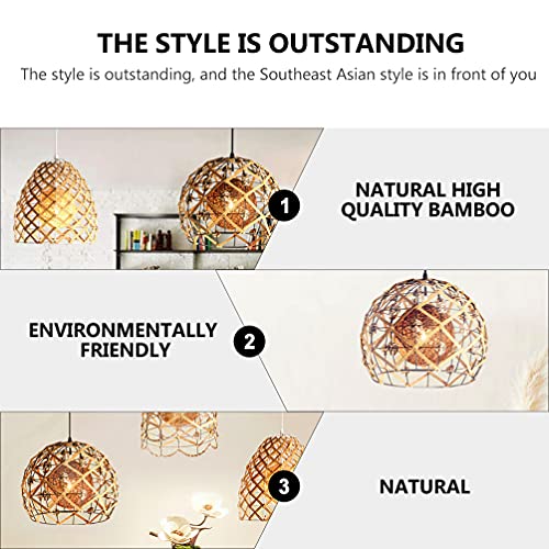 Uonlytech Bamboo Lantern Pendant Lamp Chinese Japanese Chandelier Light Hanging Ceiling Lighting Fixture For Living Room Bedroom Restaurant Cafe Teahouse 110-240V E27 (No Bulb) #TOP2