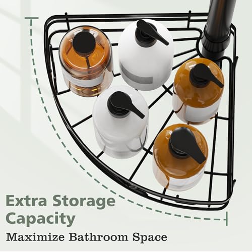 Image of KEGII Corner Shower Caddy Tension Pole, Fan-Shaped Large Capacity Organizer