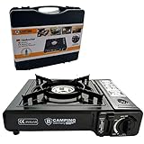 - Robustes Gehäuse - Betrieben mit Butangas-Kartusche 227g - Praktisch zu transportieren dank Koffer - Abmessungen: 34 x 28 x 11 cm