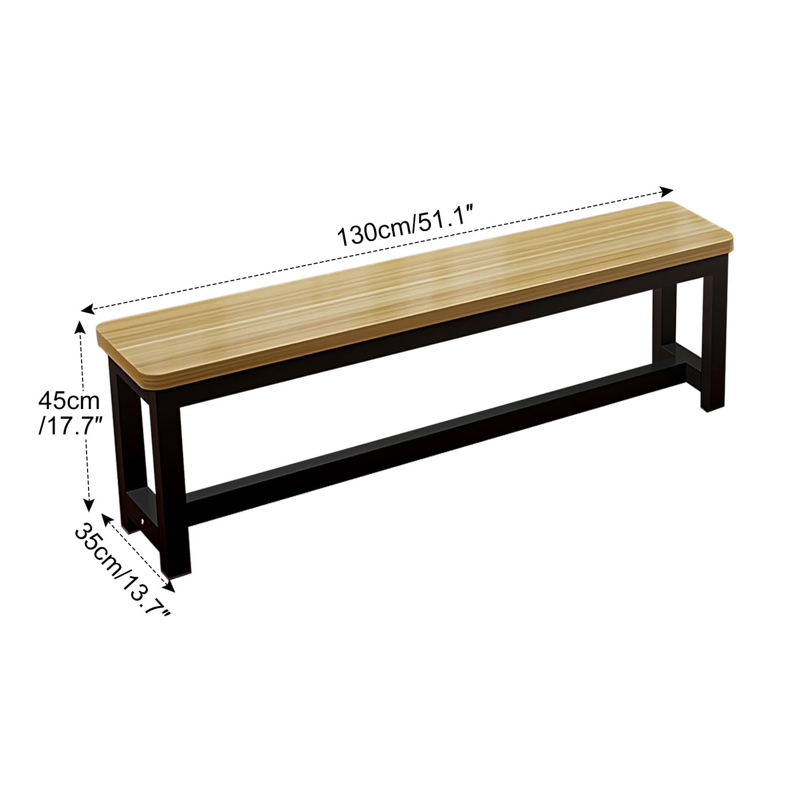 Banco para exteriores de metal resistente a la intemperie, banco de porche delantero para 2 personas, banco antioxidante sin respaldo para parque, piscina y patio (tamaño 130 cm)