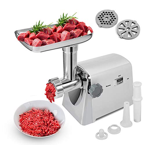 Meat Grinder Electric 1600W Stainless Steel Meat Grinder Meat Food Grinder Accessory Kit with 3 Grinding Plates for Home Kitchen Commercial Using