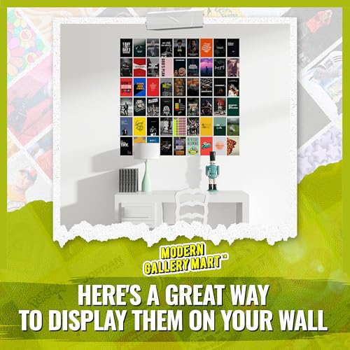 Image of MODERN GALLERY MART Pack of 54 Motivational Wall Collage Kit Posters - 4 x 6 Inches Posters for Wall Decoration - Wall Art For Bedroom, Office, Living room, Dorm room - Glue Dots Included