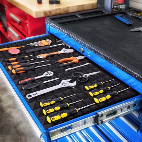 DECOHS 3 Pcs Toolbox Organizer Foam Inserts Sheets, 18 x 12 Inch Non-Slip Tool Drawer Liners, Foam Tool Box Liner for Drawer Box Cases Cabinet Workbench