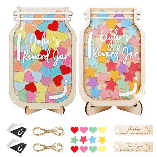 Image of 2 Pack Reward Jar for Kids Heart Star Token Magnetic Teacher Classroom Board Potty Training Toddlers Incentive Good Behavior Management Tools Back to School Boys Girls Gifts Deco