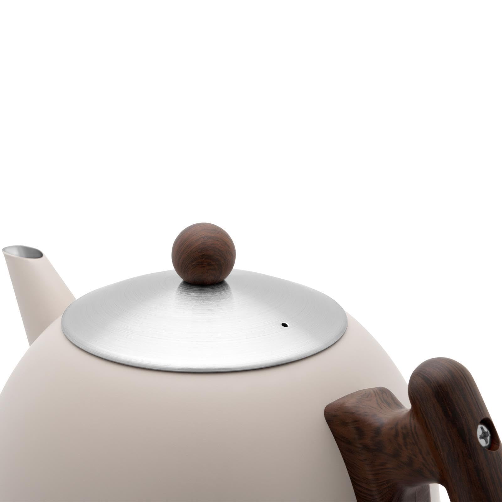 Bredemeijer große beige Edelstahl Teekanne 1.2 Liter doppelwandig - sandfarbene isolierende Kanne mit Teefilter-Sieb-Einsatz - längerer warmer Teegenuss