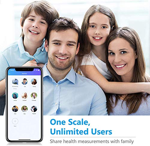 Smart Body Fat Scale, YOUNGDO Wireless Digital Bathroom Scale for Weight, 19 Body Composition Analyzer, Unlimited Users, APP, 396 lbs/180kg - Thumbnail 5