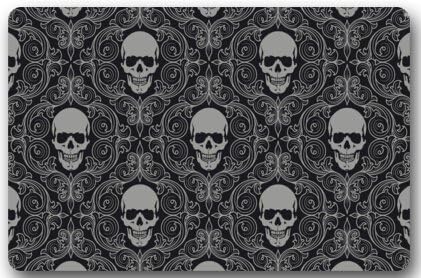Non-woven Fabric 23.6"(L) x 15.7"(W)Machine-washable Dia De Los Muertos Suger Skull and Flower Indoor/Outdoor/Shower/Bathroom Doormat Welcome Doormat