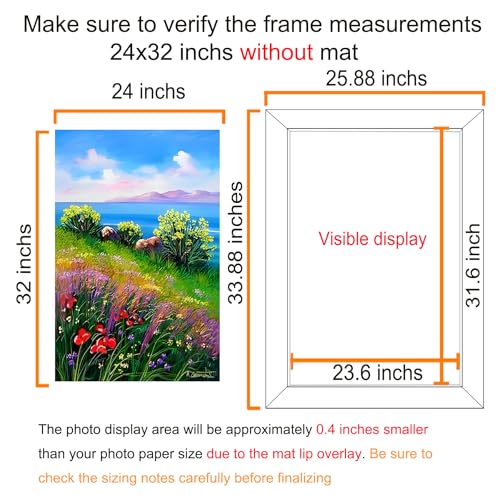Image of BESCRCL 24x32 Picture Frame Brown, Poster Frames Wall Hanging, Display Pictures 24 x 32 without Mat, 1 Pack