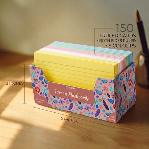 Image of Turron Basic Blank Index Flash Cards (150, Multicolor, 3 x 5 Inch, 2-Side Ruled)