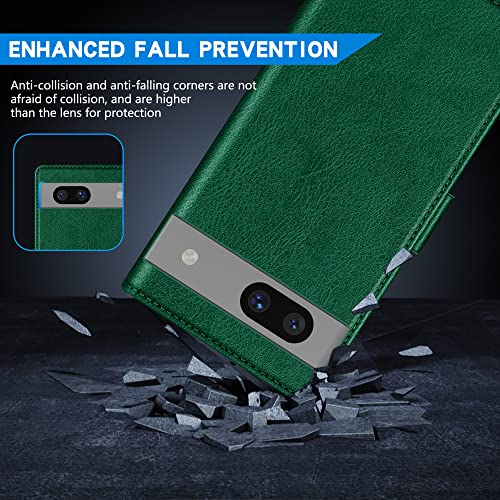 Image of ZZXX for Google Pixel 7a Wallet Case Magnetic Closure 6.1 inch,Green