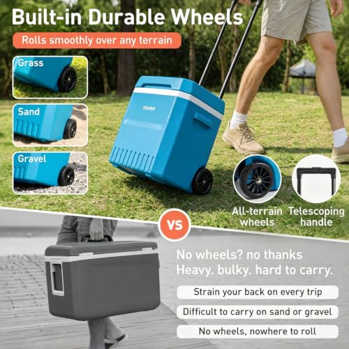 TOURIT Small 20qt Rolling Cooler