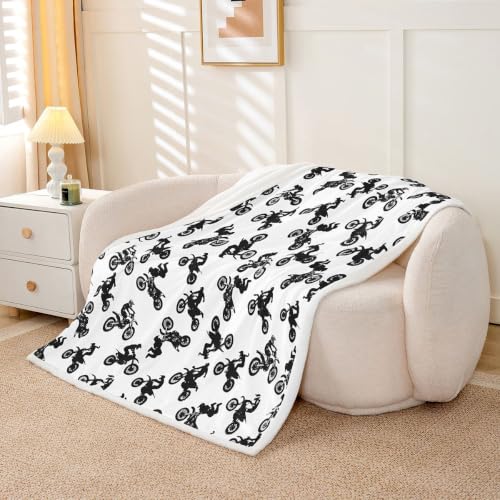 Image of Feelyou Motocross Rider Fleece Throw Boys Girls Gift Sofa Warm