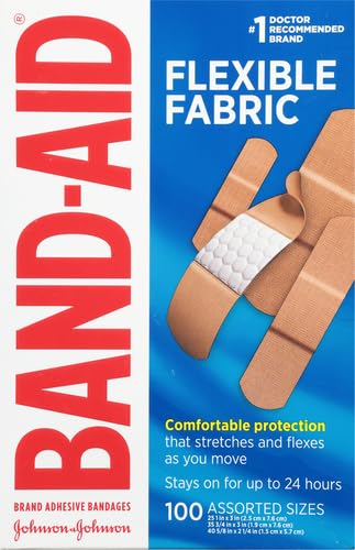 Image of Band-Aid Brand Flexible Fabric Adhesive Bandages, Comfortable Sterile Protection & Wound Care for Minor Cuts & Burns, Quilt-Aid Technology to Cushion Painful Wounds, Assorted Sizes, 100 ct